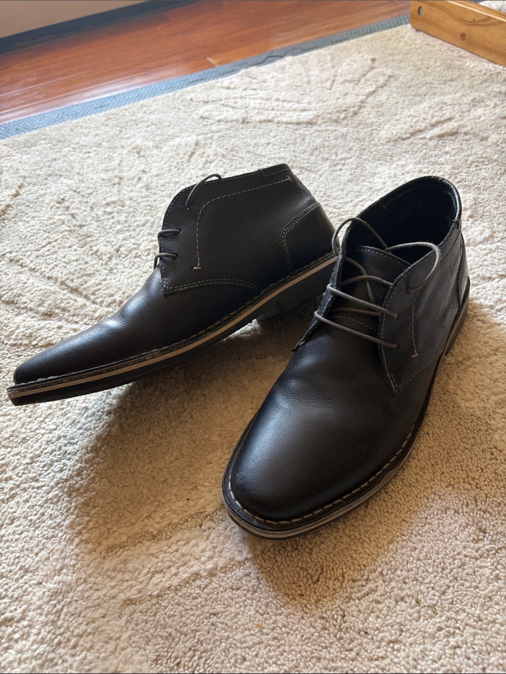 Steve Madden Black Leather Chukka Boots - Lace-Up Casual Boots